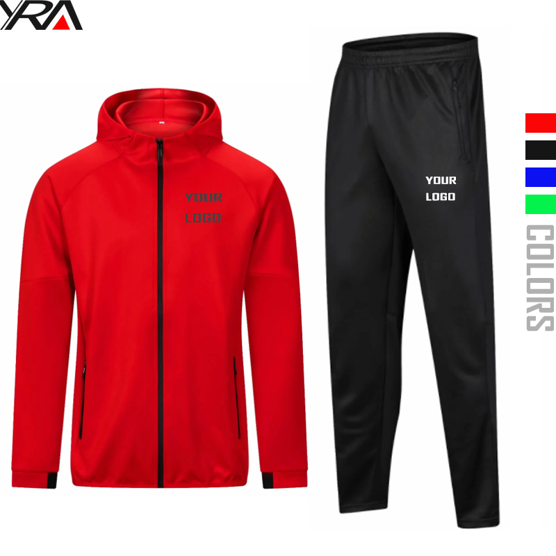 Custom Men&#39;s Training Set Jogging Wear Track Suit For Men Polyester Sportswear Men Tracksuit Training Uniforms 