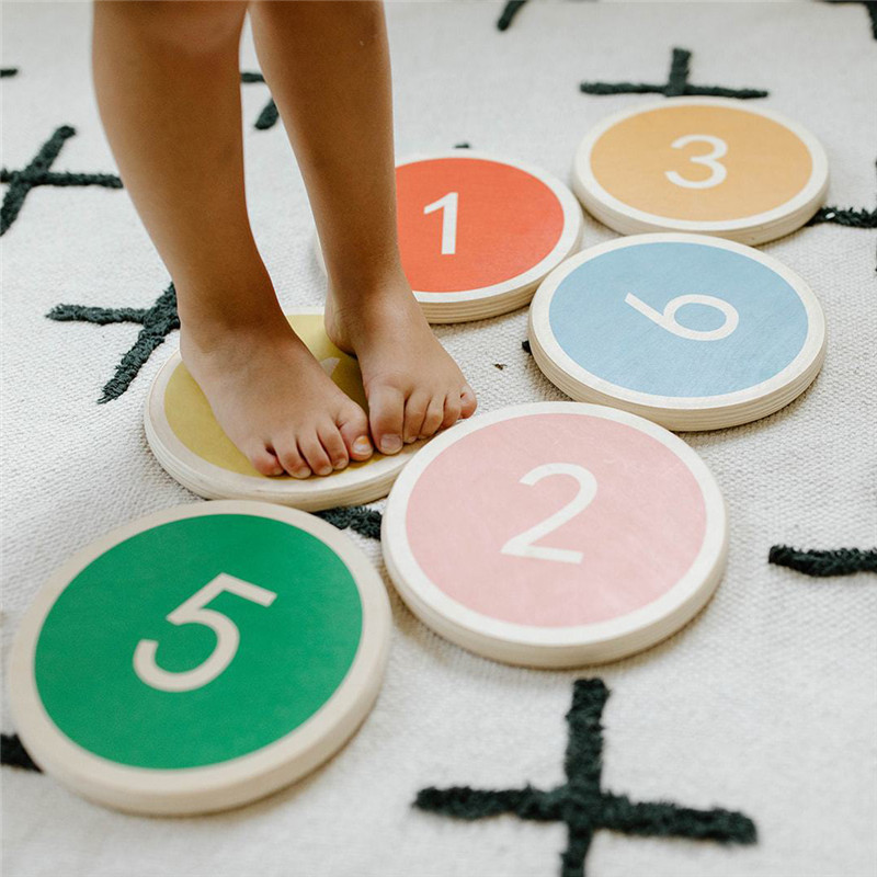 Wooden Stepping Stone For Kids 6 Colorful Montessori Training Step Hop And Balance Toys 