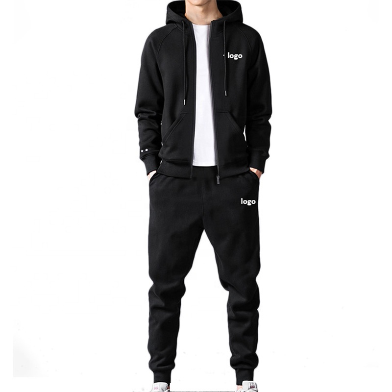Customized Logo Brand Blank Men&#39;s Sport Tracksuits Training Jogging Wear Two Piece Set Track Suit Plain Sweatsuit For Men 