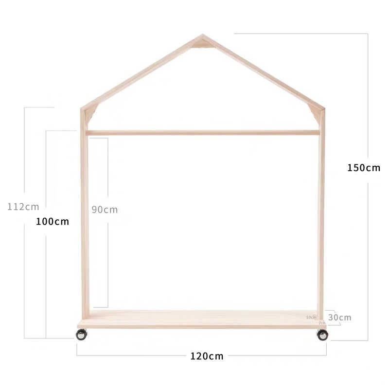 Kids Wooden Clothing Rack Dress Up Child Garment Clothes Rack Storage Display Wardrobe For Toddler 